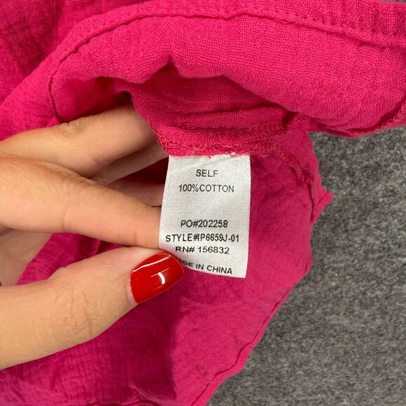 New Bibi Blouse Women S Small Pink V-Neck Sleeveless Wide Strap Hook&Eye Ruffle - Picture 5 of 8